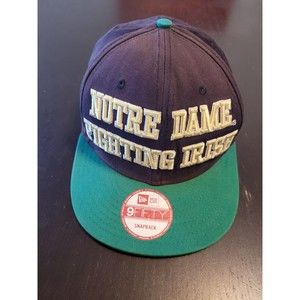 Notre Dame Fighting Irish New Era Hat 9Fifty Snapback Cap Logo - Side Navy Green